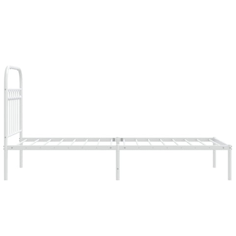 vidaXL Metal Bed Frame without Mattress with Headboard White 75x190cm