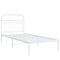 vidaXL Metal Bed Frame without Mattress with Headboard White 90x200cm