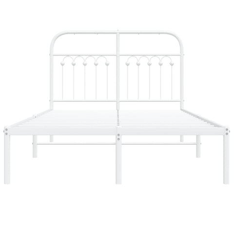 vidaXL Metal Bed Frame without Mattress with Headboard White 120x190cm