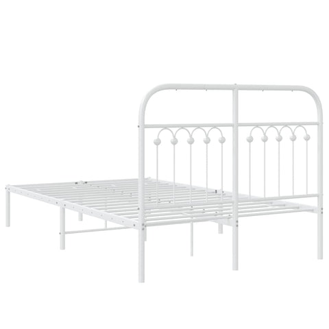 vidaXL Metal Bed Frame without Mattress with Headboard White 120x190cm