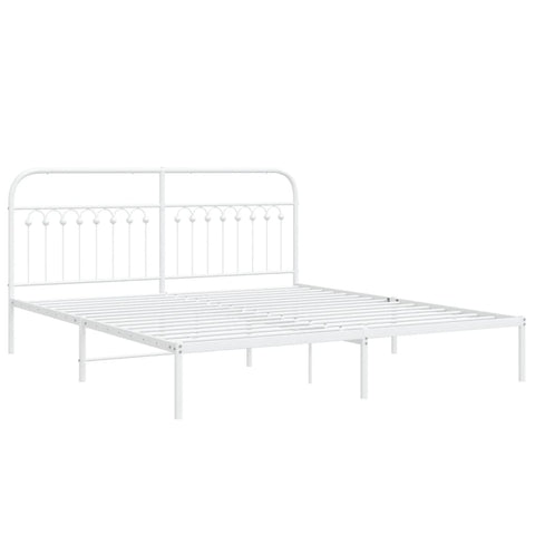 vidaXL Metal Bed Frame without Mattress with Headboard White 183x203cm