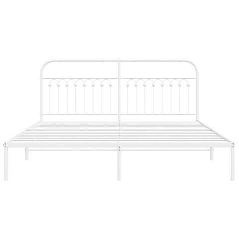 vidaXL Metal Bed Frame without Mattress with Headboard White 183x203cm