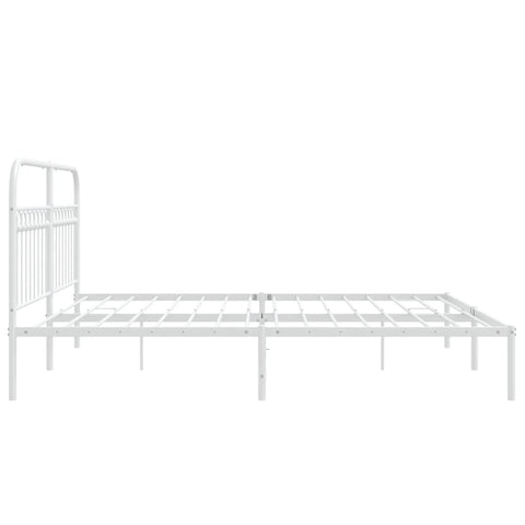 vidaXL Metal Bed Frame without Mattress with Headboard White 183x203cm