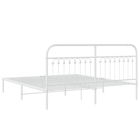vidaXL Metal Bed Frame without Mattress with Headboard White 183x203cm