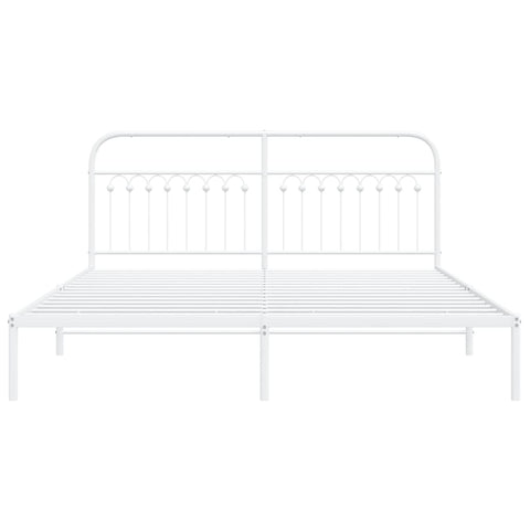 vidaXL Metal Bed Frame without Mattress with Headboard White 183x213cm