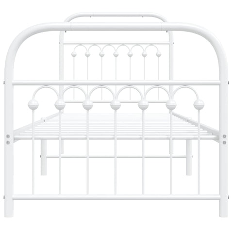 vidaXL Metal Bed Frame without Mattress with Footboard White 80x200cm