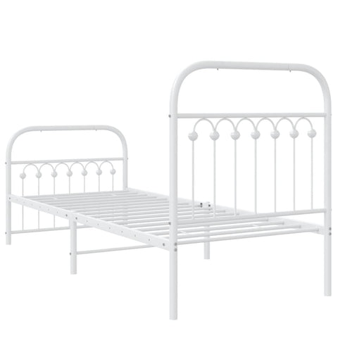 vidaXL Metal Bed Frame without Mattress with Footboard White 80x200cm