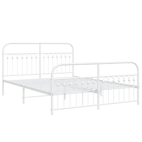 vidaXL Metal Bed Frame without Mattress with Footboard White 150x200cm