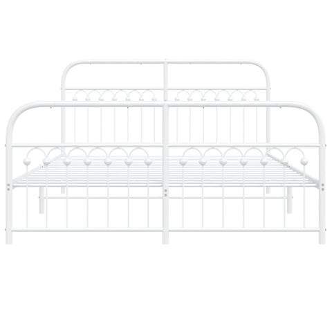 vidaXL Metal Bed Frame without Mattress with Footboard White 150x200cm