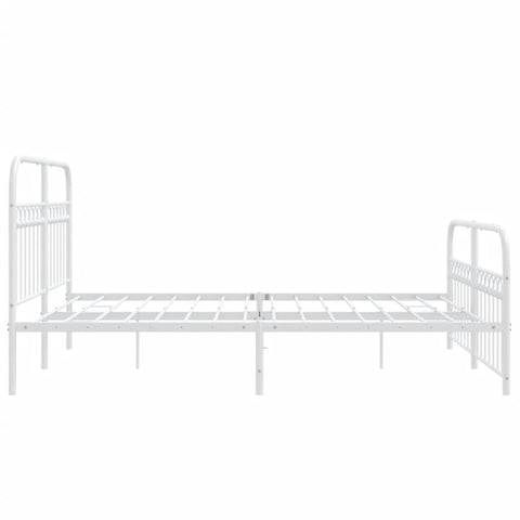 vidaXL Metal Bed Frame without Mattress with Footboard White 150x200cm