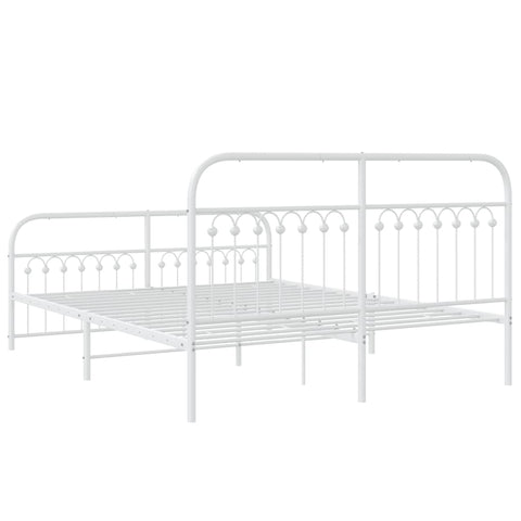 vidaXL Metal Bed Frame without Mattress with Footboard White 150x200cm