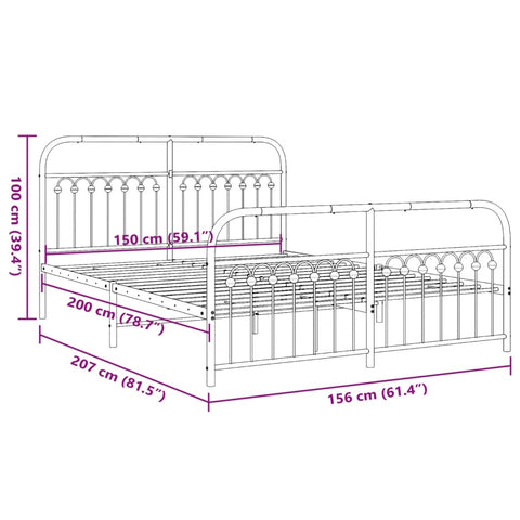 vidaXL Metal Bed Frame without Mattress with Footboard White 150x200cm