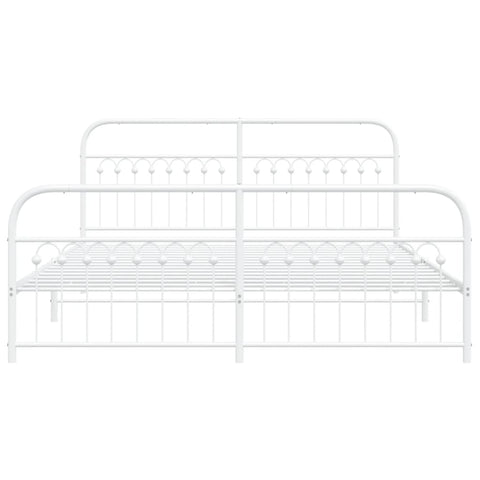 vidaXL Metal Bed Frame without Mattress with Footboard White 183x213cm