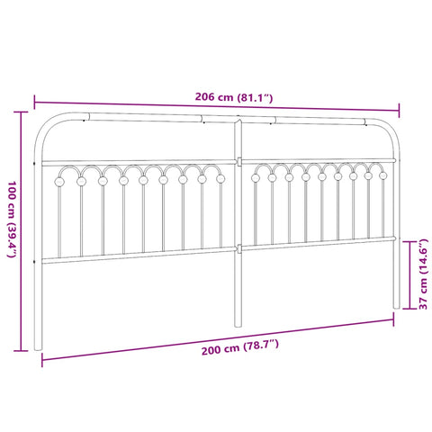 vidaXL Metal Headboard White 200 cm