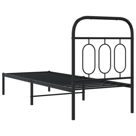 vidaXL Metal Bed Frame without Mattress with Headboard Black 75x190cm