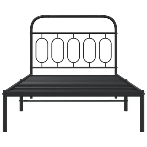 vidaXL Metal Bed Frame without Mattress with Headboard Black 100x190cm