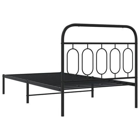 vidaXL Metal Bed Frame without Mattress with Headboard Black 100x190cm