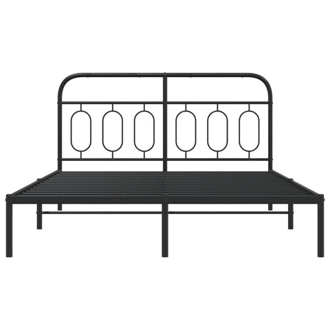 vidaXL Metal Bed Frame without Mattress with Headboard Black 135x190cm