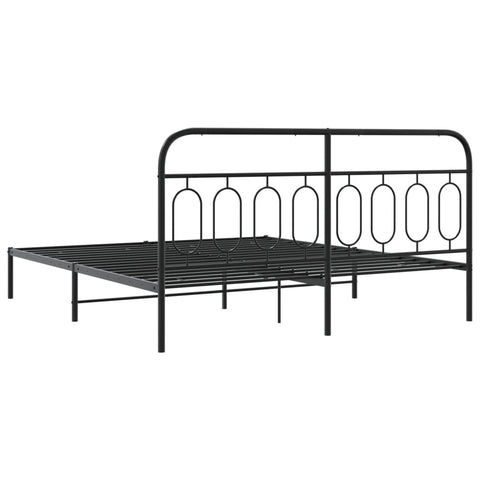 vidaXL Metal Bed Frame without Mattress with Headboard Black 180x200cm