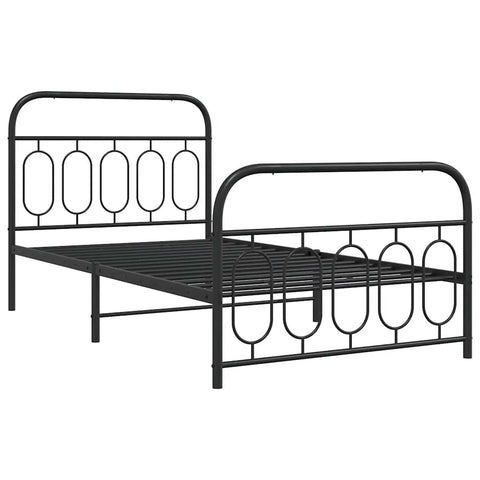 vidaXL Metal Bed Frame without Mattress with Footboard Black 100x190cm