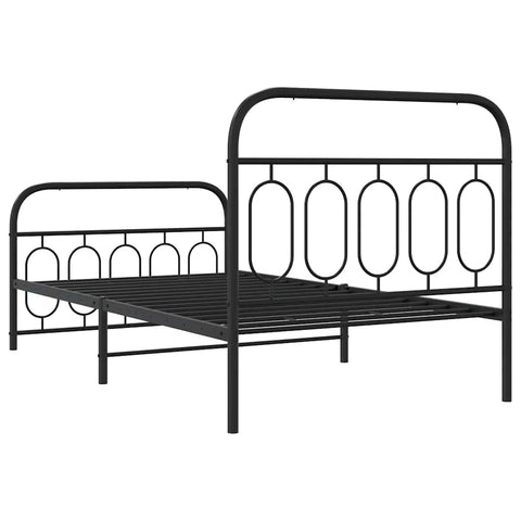 vidaXL Metal Bed Frame without Mattress with Footboard Black 100x190cm