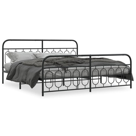 vidaXL Metal Bed Frame without Mattress with Footboard Black 200x200cm
