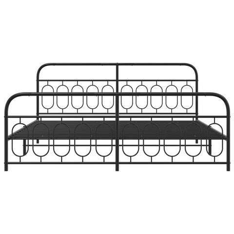 vidaXL Metal Bed Frame without Mattress with Footboard Black 200x200cm
