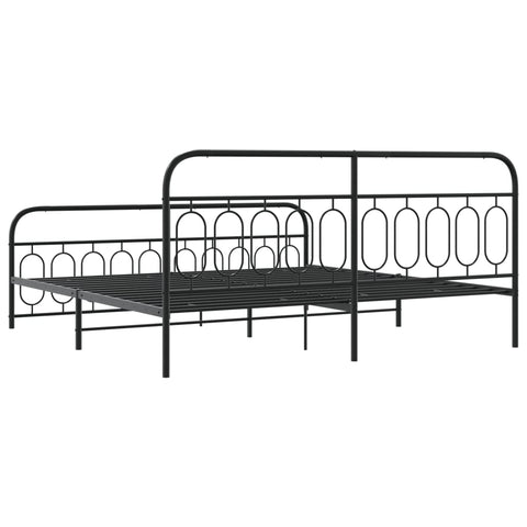 vidaXL Metal Bed Frame without Mattress with Footboard Black 200x200cm