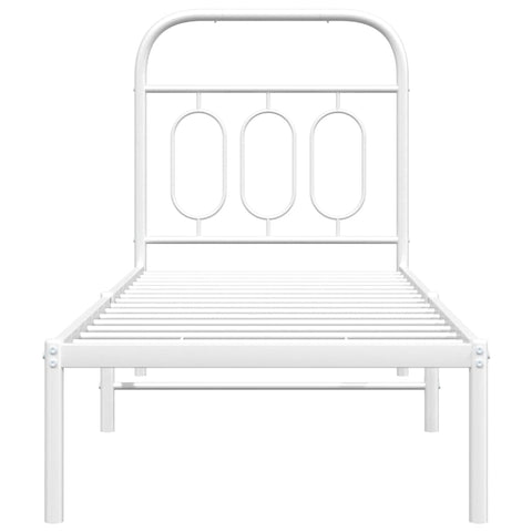 vidaXL Metal Bed Frame without Mattress with Headboard White 75x190cm
