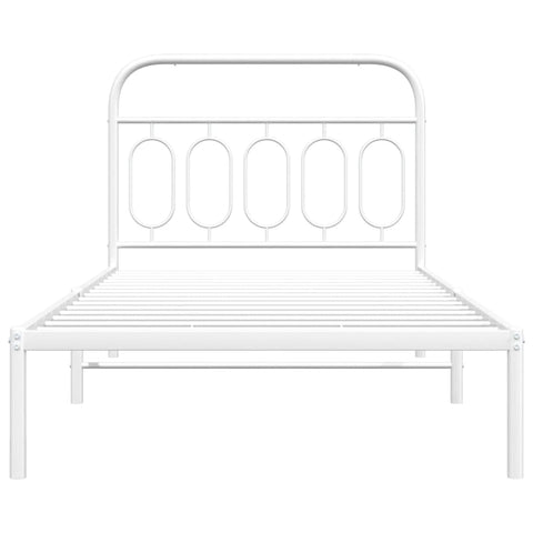 vidaXL Metal Bed Frame without Mattress with Headboard White 100x190cm