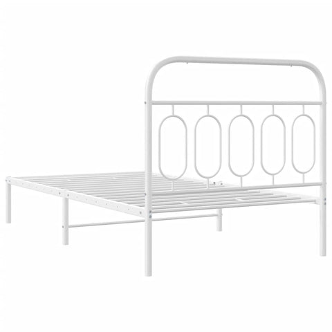 vidaXL Metal Bed Frame without Mattress with Headboard White 100x190cm