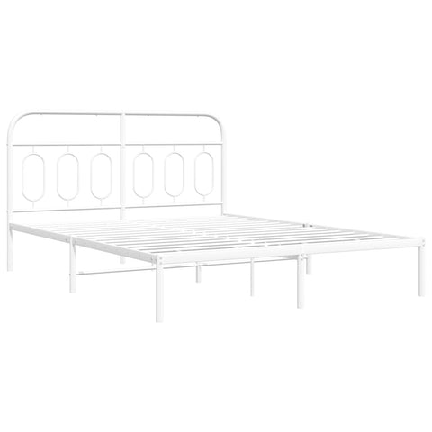 vidaXL Metal Bed Frame without Mattress with Headboard White 135x190cm