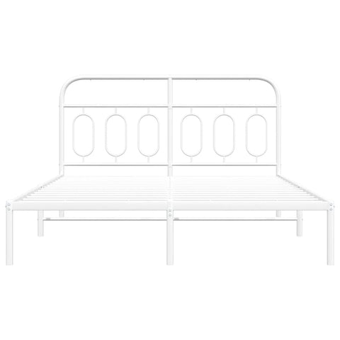 vidaXL Metal Bed Frame without Mattress with Headboard White 135x190cm