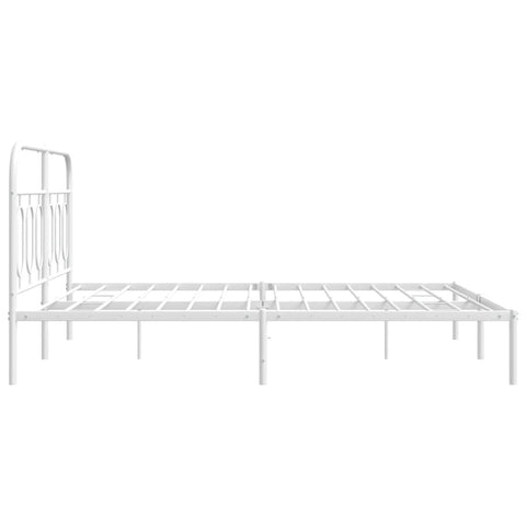vidaXL Metal Bed Frame without Mattress with Headboard White 135x190cm