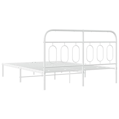 vidaXL Metal Bed Frame without Mattress with Headboard White 135x190cm