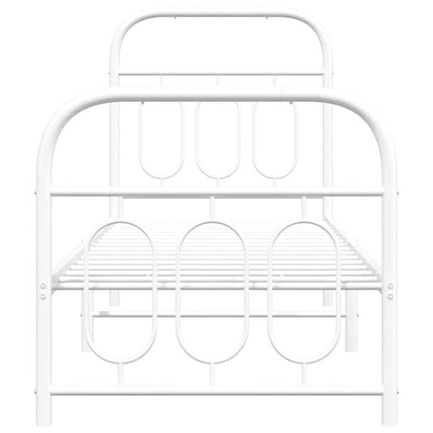 vidaXL Metal Bed Frame without Mattress with Footboard White 75x190cm