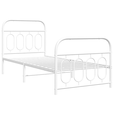 vidaXL Metal Bed Frame without Mattress with Footboard White 90x190cm