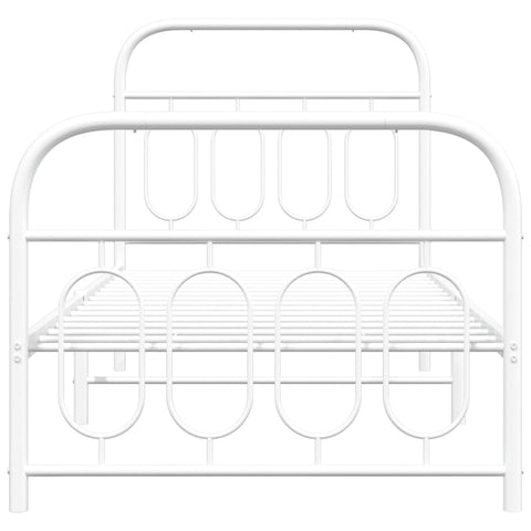 vidaXL Metal Bed Frame without Mattress with Footboard White 90x190cm