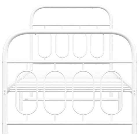 vidaXL Metal Bed Frame without Mattress with Footboard White 90x200cm