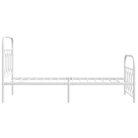 vidaXL Metal Bed Frame without Mattress with Footboard White 90x200cm