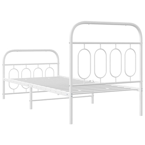 vidaXL Metal Bed Frame without Mattress with Footboard White 90x200cm