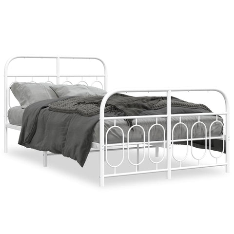 vidaXL Metal Bed Frame without Mattress with Footboard White 120x200cm