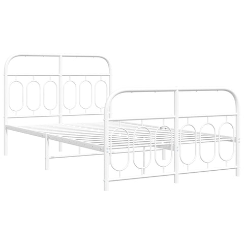 vidaXL Metal Bed Frame without Mattress with Footboard White 120x200cm
