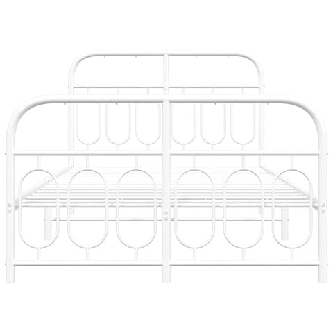 vidaXL Metal Bed Frame without Mattress with Footboard White 120x200cm