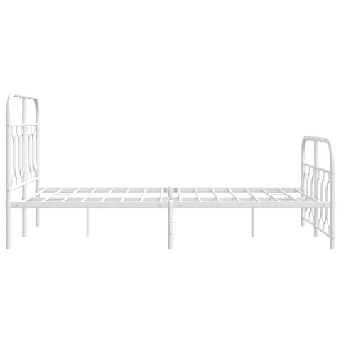 vidaXL Metal Bed Frame without Mattress with Footboard White 120x200cm