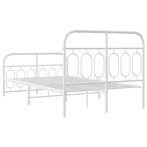vidaXL Metal Bed Frame without Mattress with Footboard White 120x200cm