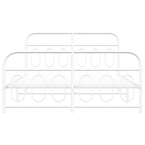 vidaXL Metal Bed Frame without Mattress with Footboard White 140x200cm