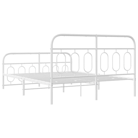 vidaXL Metal Bed Frame without Mattress with Footboard White 140x200cm