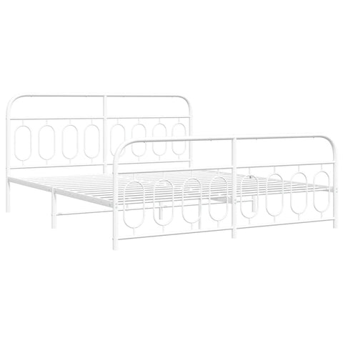 vidaXL Metal Bed Frame without Mattress with Footboard White 183x213cm