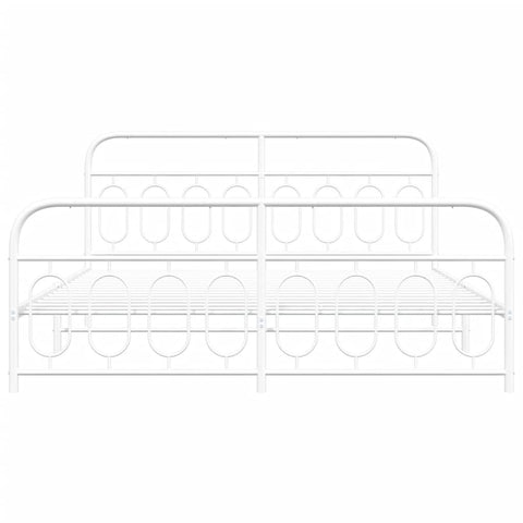 vidaXL Metal Bed Frame without Mattress with Footboard White 183x213cm